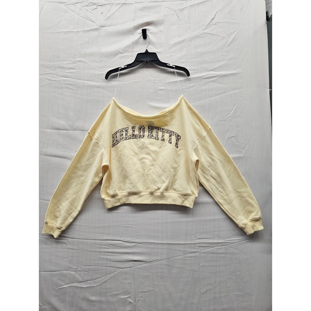 Hello Kitty Grayson Threads Yellow Leopard Print Cropped Sweatshirt S T004079002